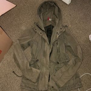 green fall army jacket